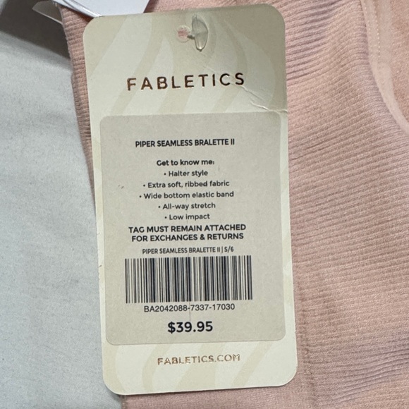 Fabletics Light Pink Ribbed Sports Bra - Picture 2 of 3